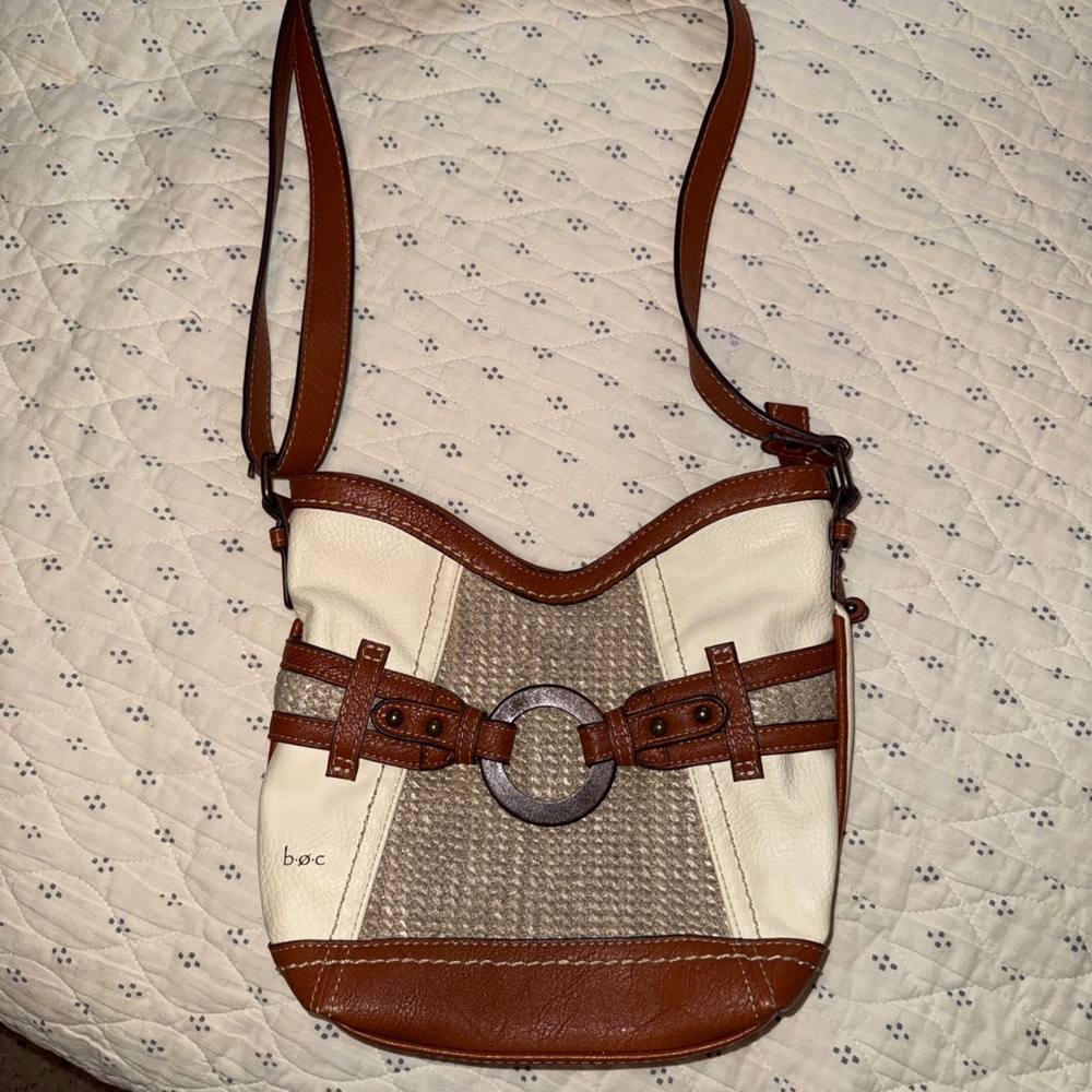 B.O.C. Born Leather Three Tone Adjustable Shoulder Cross Body Purse Boho